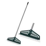 YEELOR Artificial Grass Rake, Double Sided Garden Hand Turf rake, Stainless Steel Long Pole Leaves Rake16 inch Wide for Garden Lawn Clean, Artificial Turf, Patios ,Carpets, Pet Hairs - Retail: $28