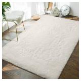Andecor Soft Fluffy Bedroom Rugs, 3 x 5 Feet Indoor Shaggy Plush Area Rug for Boys Girls Kids Baby College Dorm Living Room Home Decor Floor Carpet, Cream White - Retail: $24