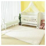 Andecor Soft Fluffy Bedroom Rugs, 3 x 5 Feet Indoor Shaggy Plush Area Rug for Boys Girls Kids Baby College Dorm Living Room Home Decor Floor Carpet, Cream White - Retail: $24
