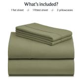 LuxClub 4 PC King Sheet Set, Breathable Luxury Bed Sheets, Deep Pockets Wrinkle Free Cooling Bed Sheets Machine Washable Hotel Bedding Silky Soft - Olive King - Retail: $38