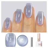Double Rhythm 0.5 OZ Cat Eye Gel Polish with Magnet 15ML Holographic Glitter Shimmer Translucent Jelly Color Magnetic Polish Salon DIY at Home (MC1035) - Retail: $8