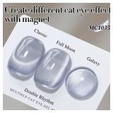Double Rhythm 0.5 OZ Cat Eye Gel Polish with Magnet 15ML Holographic Glitter Shimmer Translucent Jelly Color Magnetic Polish Salon DIY at Home (MC1035) - Retail: $8