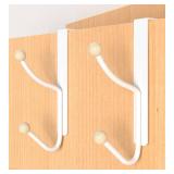 CHAUNCEY HOME Over The Door Hooks Hanger, No Assembly Required, Fit 1 34\ Door, Wreath Garland Hanger, Super Heavy Duty Metal Twin Hooks, Bathroom Accessories and Coat Towel Rack, 2 Pack Matte White -