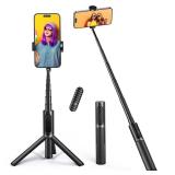 ATUMTEK Selfie Stick Tripod, 3-in-1 Extendable Aluminum Phone Tripod with Detachable Bluetooth Remote, Compatible with iPhone 1716151413121111 ProXS MaxXR and Samsung Smartphones, Black - Retail: $22