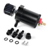 BARTOO Universal Oil Catch Can Tank 2 Port Oil Catch Can Billet aluminum Car Engine oil catch can kit With Breather Filter Reservoir Oil Separator - Retail: $20