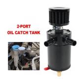 BARTOO Universal Oil Catch Can Tank 2 Port Oil Catch Can Billet aluminum Car Engine oil catch can kit With Breather Filter Reservoir Oil Separator - Retail: $20