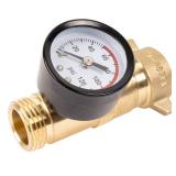 Hourleey Brass RV Water Pressure Regulator, Hi-Flow Water Regulator With Filter Screen and Gauge for Campers, Travel Trailers, Plumbing System - Retail: $16