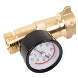 Hourleey Brass RV Water Pressure Regulator, Hi-Flow Water Regulator With Filter Screen and Gauge for Campers, Travel Trailers, Plumbing System - Retail: $16