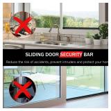 WIDYANA 1.25 inch Diameter Sliding Door Security Bar, 17.1-40 Inch Adjustable Sliding Glass Patio Door Security Bar, Black Sliding Door Lock Bar with Rubber Tips, Window Security Bar for Home - Retail