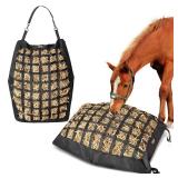 MIYABALA Hay Bag for Horses,Slow Feeder Hay Bag for Gound Feeding,Heavy Duty Oxford Hay Feed Bag for Horses Goats Cows Donkeys with Large Opening and Adjustable Strap for Easy Filling and Hanging - Re