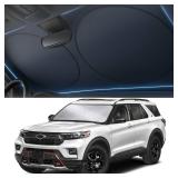 Autovir Foldable Windshield Sun Shade for Car  240T Reflective UV and Heat Shield with Storage Bag | Keeps Interior Cool | Universal Fit for Sedans, SUVs, and Trucks  Medium (64\ x 32\in) - Retail