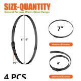 BOTTEN 4pcs Black Hose Clamp,6-7 Inch(155-178mm)304 Hose Clamps Stainless Steel Adjustable Worm Gear Hose Clamps Assortment Kit,radiator hose clamps fuel line clamps - Retail: $10