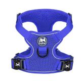 PoyPet Reflective Soft Breathable Mesh Dog Harness Choke-Free Double Padded Vest with Adjustable Neck and Chest(Royal Blue,L) - Retail: $18
