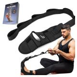 DMoose Fitness Foot and Calf Stretcher with Adjustable Padded Stretching Strap for Plantar Fasciitis, Hamstring, Heel Spurs and Achilles Tendonitis Relief - Yoga Leg Stretch Strap for Flexibility - Re