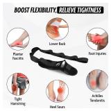 DMoose Fitness Foot and Calf Stretcher with Adjustable Padded Stretching Strap for Plantar Fasciitis, Hamstring, Heel Spurs and Achilles Tendonitis Relief - Yoga Leg Stretch Strap for Flexibility - Re