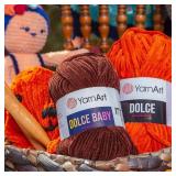 Yarnart Dolce Baby Yarn Soft Chenille Velvet Medium Yarn Blanket Amigurumi Crochet 50g (1.76oz) 93 Yards (747) - Retail: $7