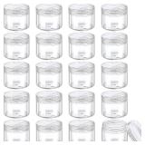 20 Pieces Round Pot Jars Plastic Cosmetic Containers Set with Lid for Liquid Creams Sample, 20 ml 0.7 oz (Clear Lid) - Retail: $9