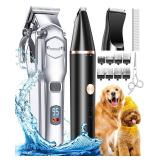 oneisall Dog Grooming Kit for Heavy Thick HairandCoatsLow Noise Rechargeable Cordless Waterproof Dog Clippers for Grooming AnimalsandPetsPet Shaver with Stainless Steel Blade and Paw Trimmer - Retail: