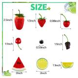 50 Pieces Fake Fruit Artificial Plastic Fruit, 14 Fake Strawberries, 12 Fake Cherries, 6 Fake Mulberries, 4 Fake Watermelon Slices, 10 Fake Blueberries, 4 Fake Lemon Slices for Christmas Decor - Retai