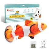Potaroma Cat Toys Flopping Fish with SilverVine and Catnip, Moving Kitten Kicker, Floppy Wiggle Clownfish for Small Dogs, Motion Kitty Interactive Exercise, 10.5 Inches - Retail: $10