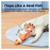 Potaroma Cat Toys Flopping Fish with SilverVine and Catnip, Moving Kitten Kicker, Floppy Wiggle Clownfish for Small Dogs, Motion Kitty Interactive Exercise, 10.5 Inches - Retail: $10