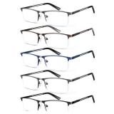 KONHAGO Blue Light Blocking Reading Glasses for Men, Half Frame Metal Readers Spring Hinge Eyeglasses Anti EyestrainGlareUV - Retail: $23