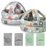 Geyoga 2 Pack Baby Safety Helmet Set, Adjustable Head Protector with Knee Pads, Cushion Bumper for Crawling and Walking(Forest) - Retail: $16