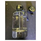 AQUAFIT 64 oz Water Bottle with Time Marker - Straw and Chug Lid - BPA Free Half Gallon Gym Water Bottle with Handle - Big Gallon Jug (Gray, 64 Ounces) - Retail: $27