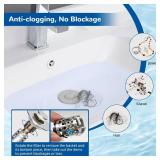Hibbent 3 Pack Upgraded 3 in 1 Bathroom Sink Drain Strainer, Universal Pop Up Stopper with Removable Stainless Steel Filter Basket Hair Catcher, Sink Plug for 1.1ftft~2.36ftft Basin, Brass Core, Chrom