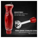 OVENTE Immersion Hand Blender, 300W Electric Handheld Portable Stick Mixer with 2 Mixing Speed and Stainless Steel Blades for Effortless Blending Smoothies, Shakes, Puree or Baby Food, Red HS560R - Re