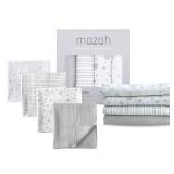 MOZAH Organic Muslin Swaddle Blankets - Baby Extra Large 47x47 inches - Baby Swaddle Blanket - Stars, Stripes, Dots, Grey - Unisex Muslin Blankets Girl or Boys