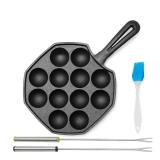 Anxingo Cast Iron Takoyaki Pan - 12 Hole Heavy Duty Square Cooking Plate Octopus Ball Maker 1.5\ Half Sphere Takoyaki Maker for Baking Cooking - Retail: $26in