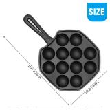 Anxingo Cast Iron Takoyaki Pan - 12 Hole Heavy Duty Square Cooking Plate Octopus Ball Maker 1.5\ Half Sphere Takoyaki Maker for Baking Cooking - Retail: $26in