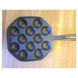 Anxingo Cast Iron Takoyaki Pan - 12 Hole Heavy Duty Square Cooking Plate Octopus Ball Maker 1.5\ Half Sphere Takoyaki Maker for Baking Cooking - Retail: $26in