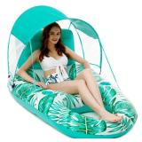 Jasonwell Pool Floats with Canopy - Inflatable Pool Float Adult Lounger Floaties Raft Floating Chair for Swimming Pool Lake Water Lounge Float with Cup Holders Beach Pool Party Toys for Adults (Green)