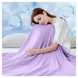 LUXEAR Cooling Blanket for Hot Sleepers Night Sweats Japanese Q-Max0.5 Arc-Chill Cooling Fiber Keep AdultsChildren Cool Twin Size Cool Summer Blanket 59 X 79in Soft Breathable All-Season-Purple - Reta