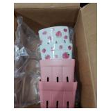 Pumtus 4 Pack Ceramic Berry Basket, Square Fruit Bowls, Kawaii Strawberry Kitchen Bowl Containers, Cute Stoneware Berry Colander Bins for Veggie, Berries, Fruits, Home Decor - Retail: $33