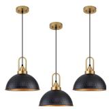 ALAISLYC Black Pendant Lights Kitchen Island Industrial Adjustable Height Vintage Farmhouse Dome Hanging Light Fixtures for Barn, Dining Room 3 Packs - Retail: $100