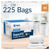 Reli. SuperFit Code H (225 Count) | Compatible with Simplehuman Code H | Custom Fit Liners | Drawstring Trash Bags | 30-35 Liter  8-9 Gallon | White | Roll Pack