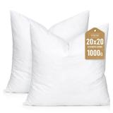 Artscope Synthetic Down Pillow Insert, 20x20 Down Alternative Throw Pillow Insert. Ultra Soft Fluffy Sleeping Pillow with 100percent Cotton Cover, Decorative Pillows Set of 1-White. - Retail: $36