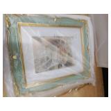 PHAREGE Vintage Picture Frame 8x10 Mint Green Gold, 8 by 10 Ornate Decorative Antique Frame with Mat for 5x7 Photo, Fancy Matted Frame for Desktop or Wall, Horizontal or Vertical - Retail: $23
