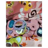 dearlomum Baby Play Mat Baby Gym,Funny Play Piano Tummy Time Baby Activity Mat with 5 Infant Sensory Baby Toys and 2 Baby Book Toys, Boy and Girl Gifts for Newborn 0 to 3 6 9 12 Months(Pink) - Retail: