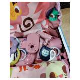 dearlomum Baby Play Mat Baby Gym,Funny Play Piano Tummy Time Baby Activity Mat with 5 Infant Sensory Baby Toys and 2 Baby Book Toys, Boy and Girl Gifts for Newborn 0 to 3 6 9 12 Months(Pink) - Retail:
