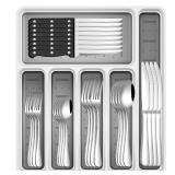 49-Piece Stainless Steel Silverware Set with Cutlery Organizer, Service for 8 with Steak Knives and Kitchen Utensils - Retail: $35