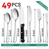 49-Piece Stainless Steel Silverware Set with Cutlery Organizer, Service for 8 with Steak Knives and Kitchen Utensils - Retail: $35