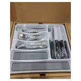 49-Piece Stainless Steel Silverware Set with Cutlery Organizer, Service for 8 with Steak Knives and Kitchen Utensils - Retail: $35