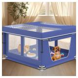 besuhot Dog Playpen 42 × 42 Inch, Puppy PlayPen with Gate for Puppies, Cat, Small and Medium Dogs, Pet PlayPen with Roof for Outdoors and Indoors, Thickened Fabric, Safe and Sturdy Dog Fence