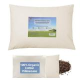 LOFE Organic Buckwheat Pillow for Sleeping with Organic Cotton Pillowcase - 14ftftx20ftft Adjustable Pillow, Breathable for Cool Sleep, Cervical Support for Back and Side Sleepers(Tartary Buckwheat Hu