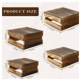 Sieral 4 Pieces Wood Cupcake Display Stand Decorative Dessert Appetizer Cake Stand Risers Wooden Crate Rustic Cake Risers for Storage for Party Christmas Halloween Wedding Decor(Rustic Dark Brown) - R