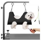Adjustable Dog Grooming Arm with Clamps: 42\ Height-Adjustable Pet Grooming Stand with Hammock and No-Sit Haunch Holders, Ideal for Home Grooming, Trimming, and Nail Clipping (Table Not Included) - Re